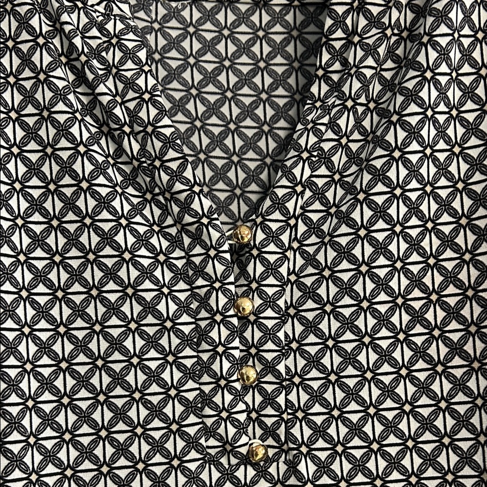 Dana Buchman Black and White Patterned Blouse - Picture 3 of 12